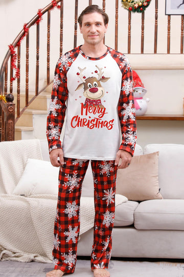 Conjuntos de pijamas familiares con estampado rojo navideño